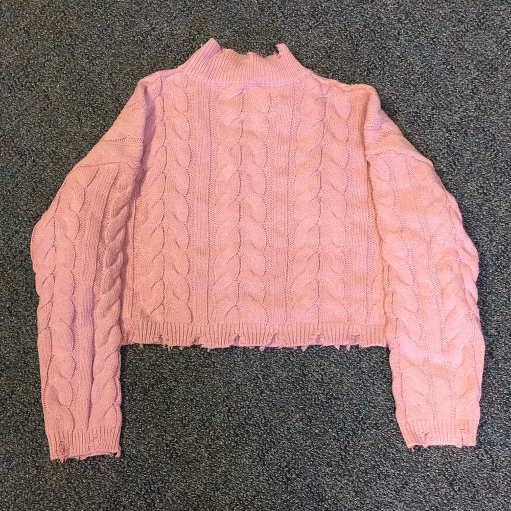 Pink destroyed sweater